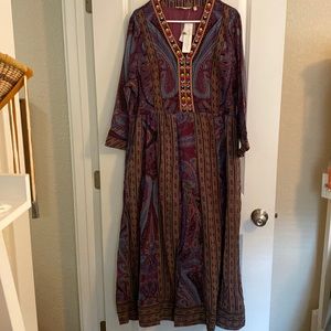 Soft Surroundings “Mira” multi-paisley pattern. 3/4  sleeves. 53” hem